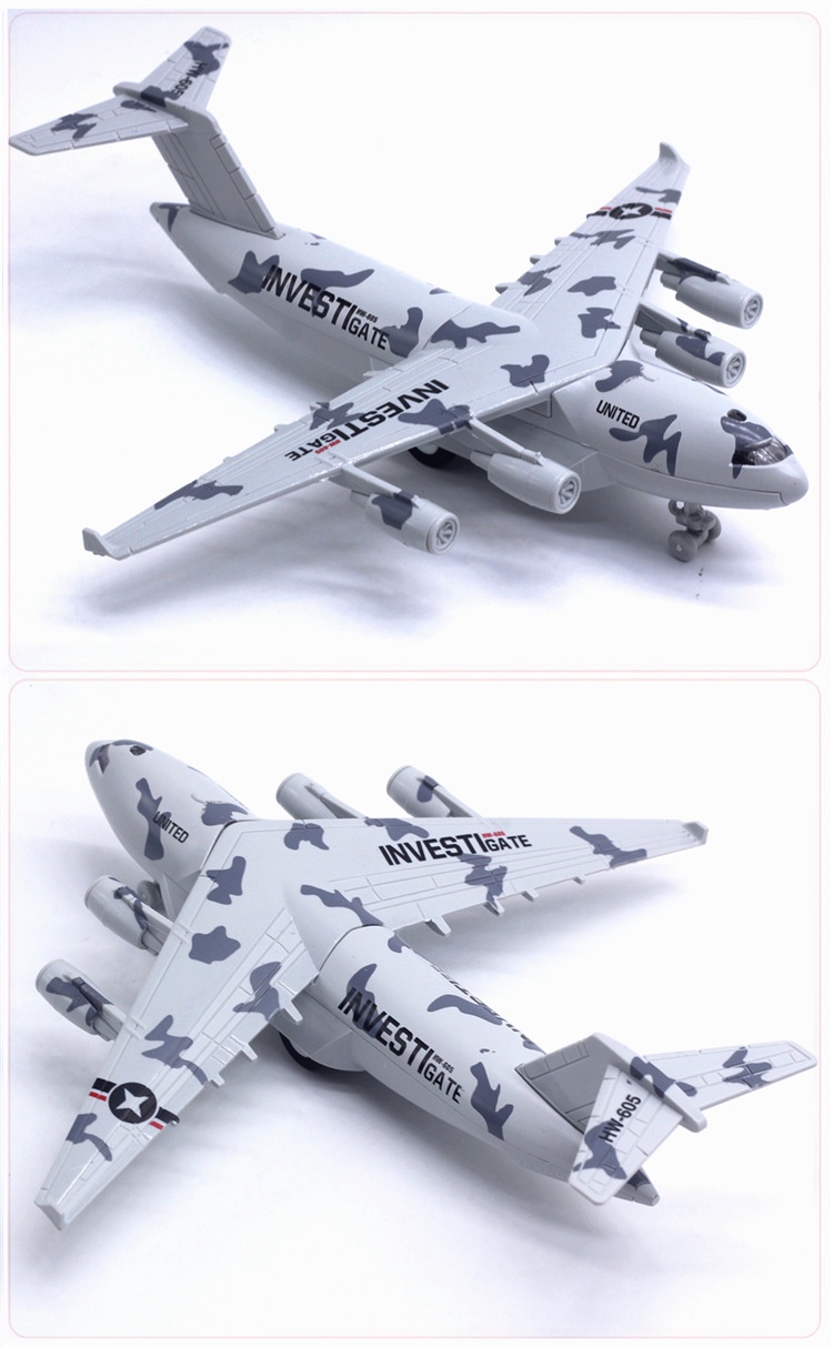 Mô tả Đồ chơi mô hình máy bay vận tải Boeing C-17 KAVY chất liệu hợp kim, có nhạc và đèn, chạy cót - 6