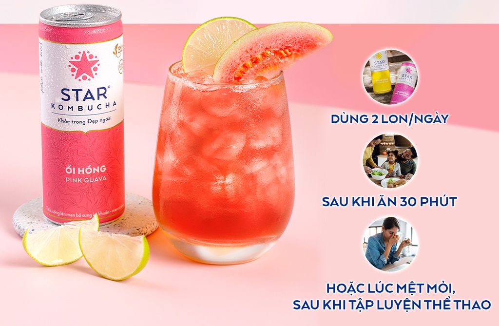 Mô tả Combo 3 thùng 12 lon trà lên men STAR KOMBUCHA mix vị (250ml/lon) - 6