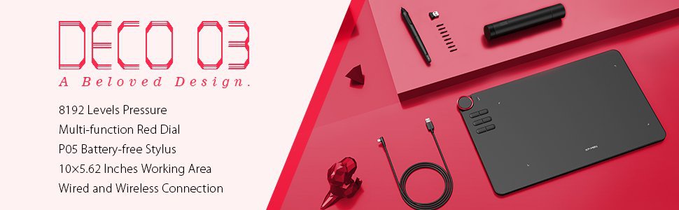 Mô tả Bảng Vẽ Điện Tử XP-Pen Deco 03 10x6inch Wireless Lực Nhấn 8192 Nút Xoay Dial - 1