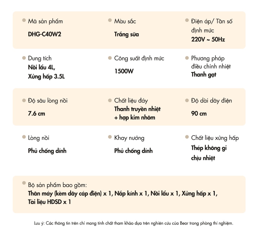 Mô tả Bộ Nồi Lẩu Nướng Bear 3 khay 3in1 DHG-C40W2 - Hàng Chính Hãng - 9