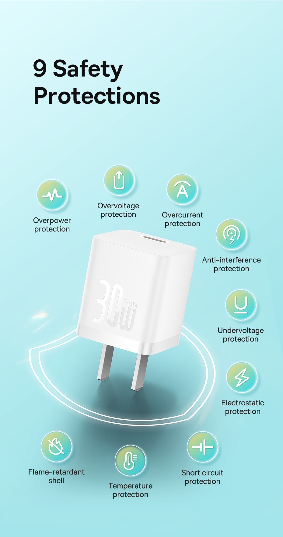 Mô tả Củ sạc nhanh Baseus 30W Gan5 Type-C – Nhỏ gọn, hiệu suất cao - 11