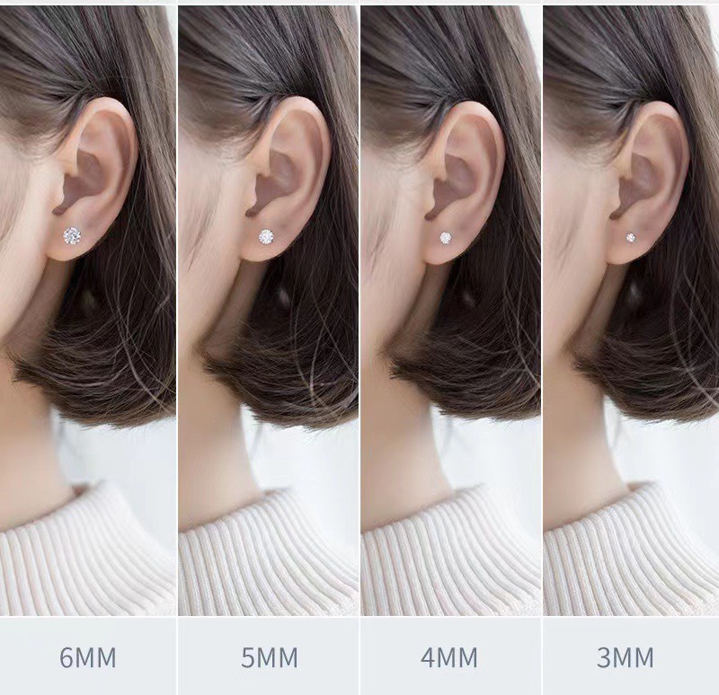Khuyên tai bạc nữ nụ đá tròn Miêu Bạc 5