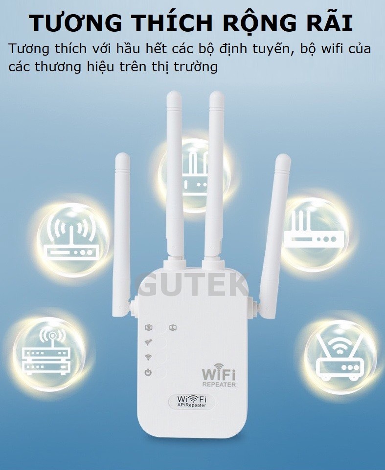 Mô tả Bộ kích sóng wifi 4 râu Gutek KS1 tốc độ 300mbps 1200mbps phát xuyên tường kết nối xa sóng mạnh - 7