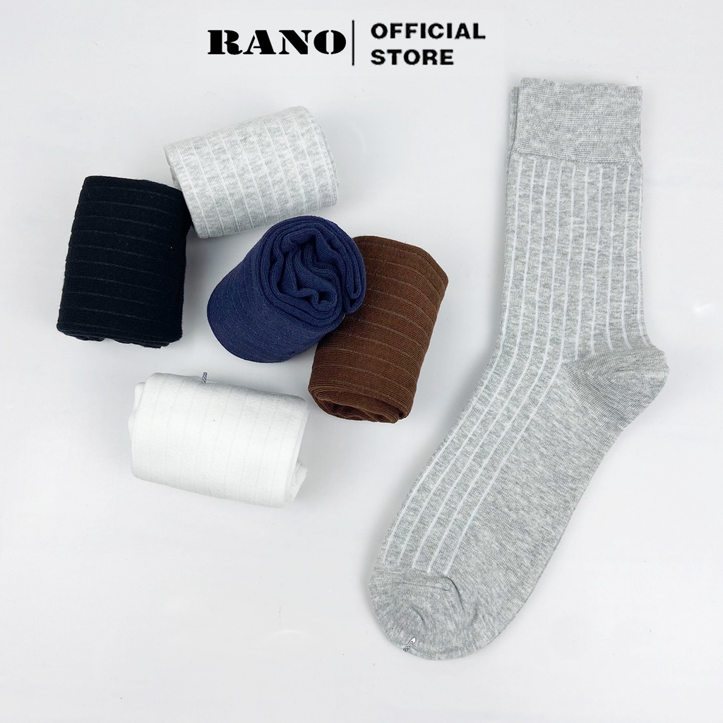 Mô tả Set 5 đôi tất vớ nam công sở giày tây gân trơn RANO cotton cao cấp nhiều màu trắng xám nâu xanh đen GAN_TRON - 1
