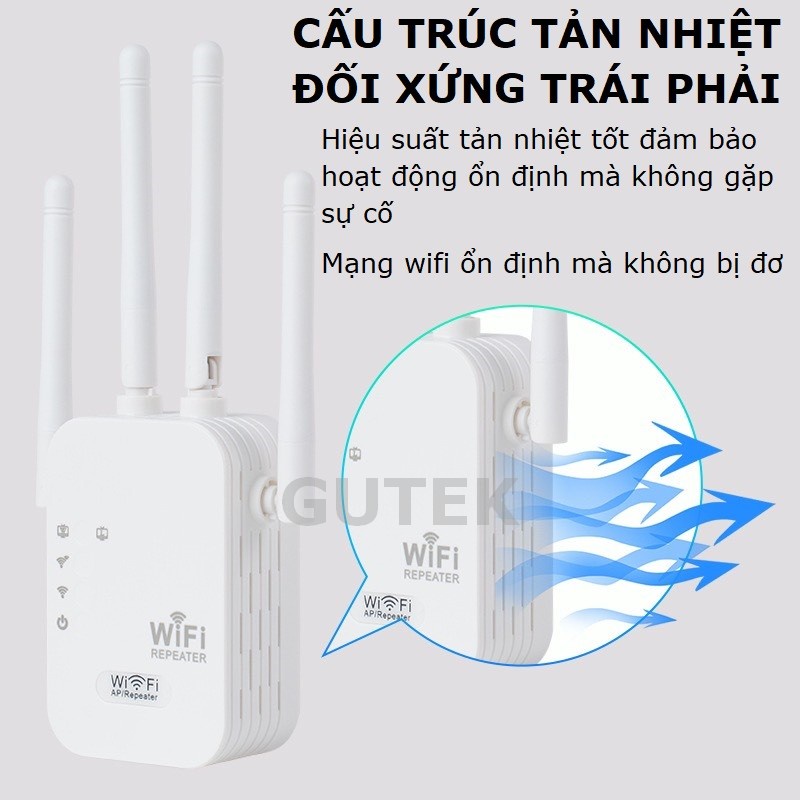 Mô tả Bộ kích sóng wifi 4 râu Gutek KS1 tốc độ 300mbps 1200mbps phát xuyên tường kết nối xa sóng mạnh - 4