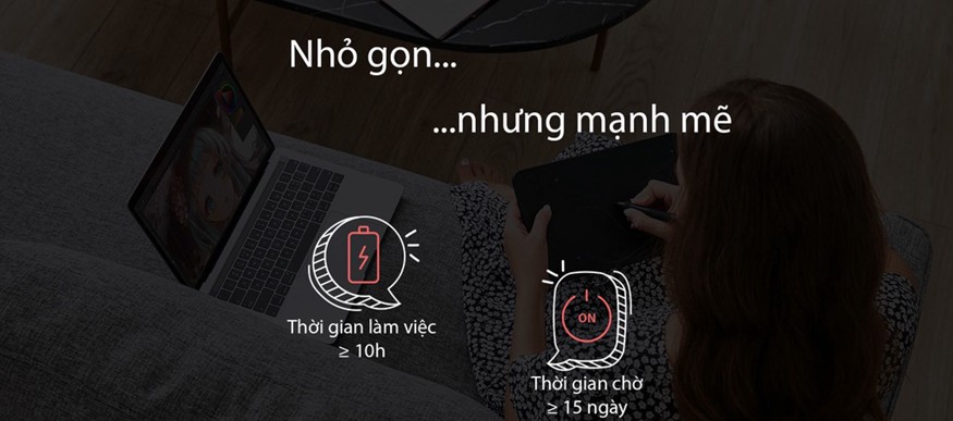 XP-Pen Deco Mini7W Wireless - Pin Trâu