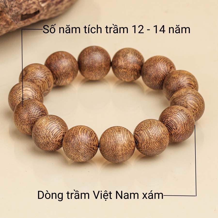 Mô tả Vòng tay trầm hương tròn đơn tốc Việt Nam THIÊN MỘC HƯƠNG thành công, giàu sang, thuận lợi - 1