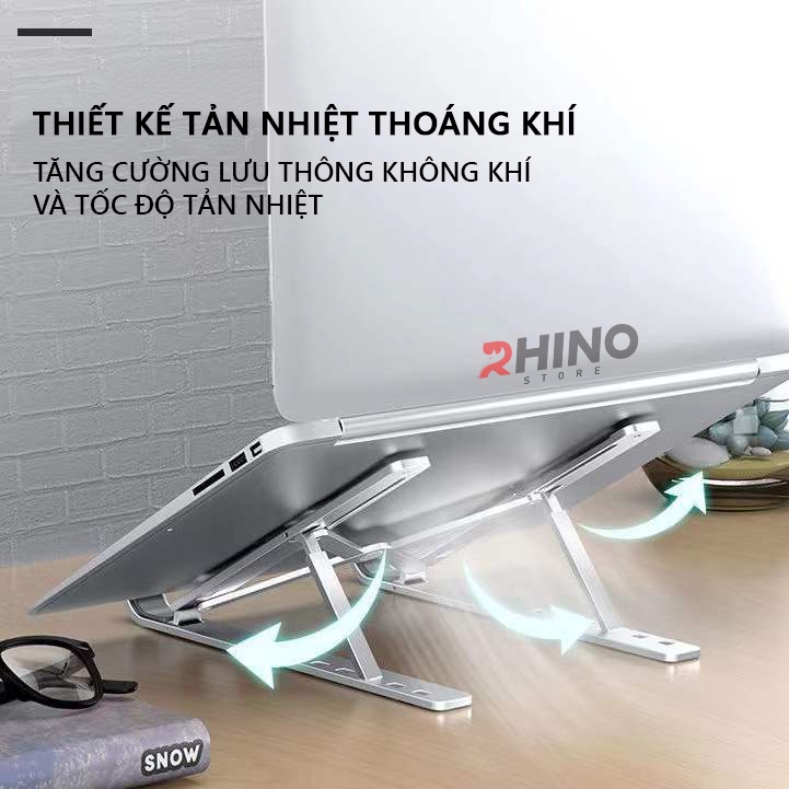 Mô tả Giá đỡ Laptop, macbook, ipad tản nhiệt Rhino KLL101 máy tính hợp kim nhôm cao cấp, gấp gọn - 4