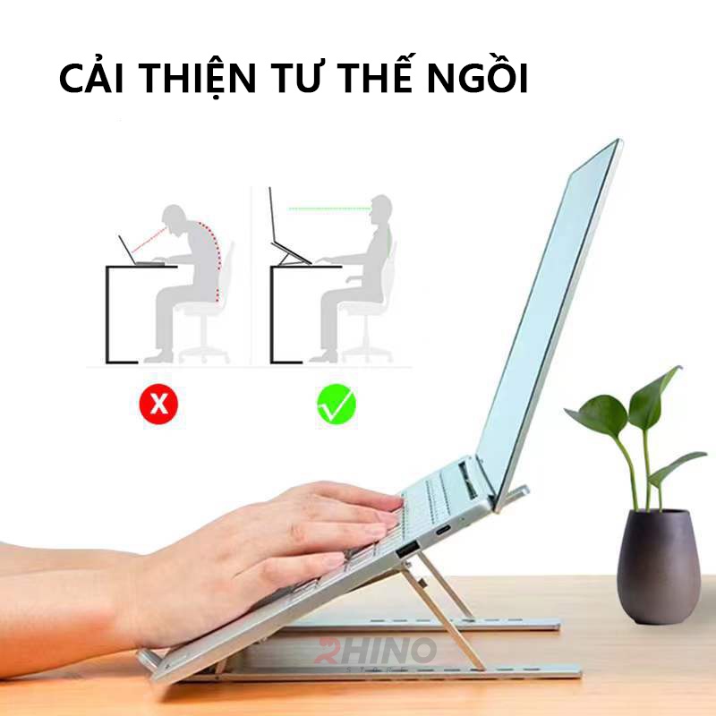 Mô tả Giá đỡ Laptop, macbook, ipad tản nhiệt Rhino KLL101 máy tính hợp kim nhôm cao cấp, gấp gọn - 1
