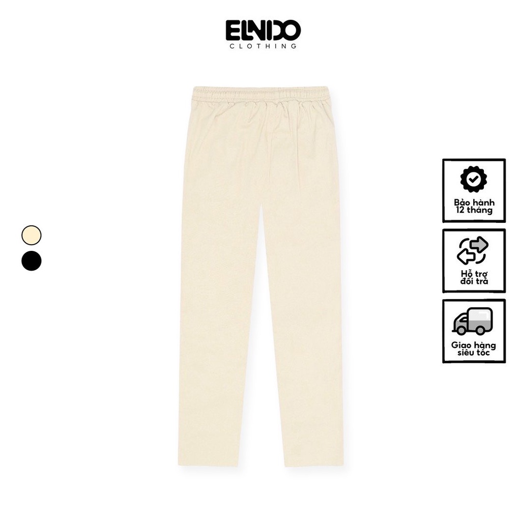 Mô tả Quần Baggy Kaki Unisex Basic nam nữ cạp chun ống rộng phong cách Hàn Quốc ELNIDO - 6