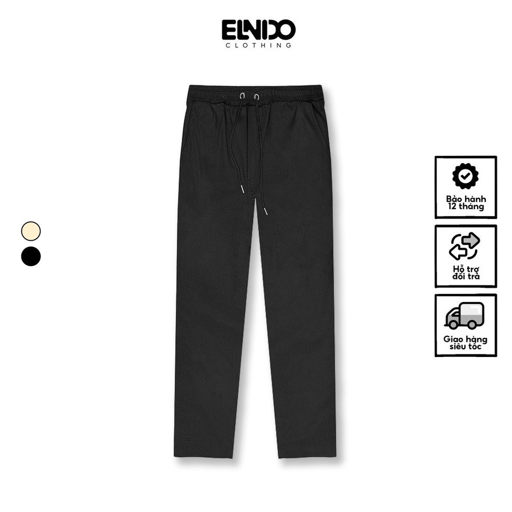 Mô tả Quần Baggy Kaki Unisex Basic nam nữ cạp chun ống rộng phong cách Hàn Quốc ELNIDO - 5