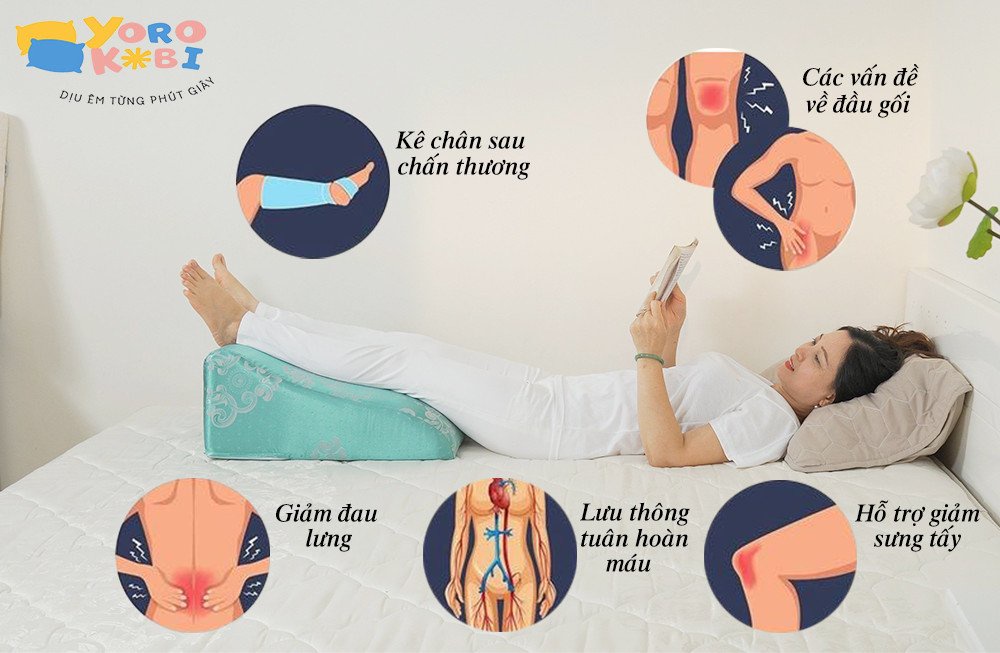Mô tả Gối kê chân giãn tĩnh mạch YOROKOBI cao 28cm giảm phù nề chân, tê bì, vọp bẻ - 7