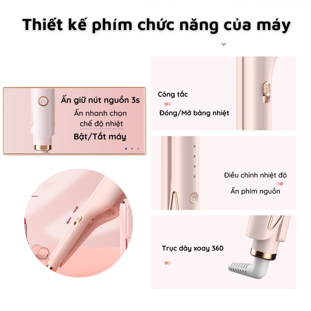 Mô tả Máy Uốn Tóc Xoăn Gợn Sóng Nước NANOMAX D25 4 Mức Điều Chỉnh Nhiệt Làm Nóng 30 Giây Ion Âm Giữ Nếp Lâu - 6