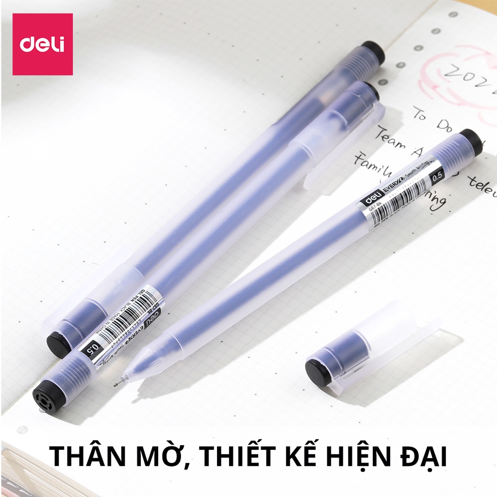 Mô tả Bút Mực Gel Bi Nước Văn Phòng 3 Màu Đen Xanh Đỏ Deli Ngòi 0.5mm Dành Cho Văn Phòng Sinh viên Học Sinh - 2