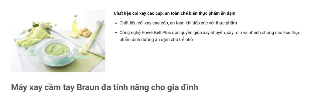 Mô tả Máy xay cầm tay Braun MQ5235, Công suất 1000w, xay nhanh. BH 24 tháng. - 3