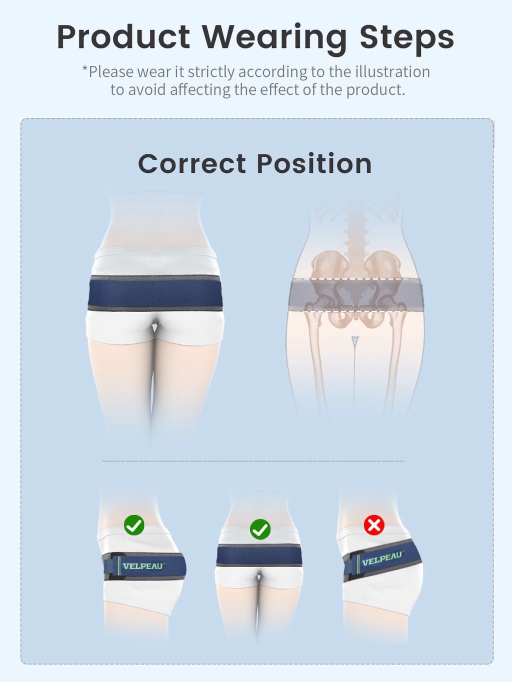 Mô tả VELPEAU Sacroiliac Belt Đai Si Hỗ Trợ Lưng Dưới Si Khớp Xương Chậu Hông Và Đau Thần Kinh Tọa Đai Trochanter Hỗ Trợ Bà Bầu Khi Mang Thai- Có Thể Điều Chỉnh Chống Trơn Trượt & Chống Vón - 7