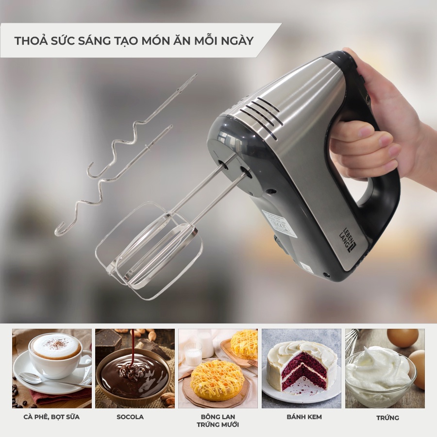 Mô tả Máy đánh trứng Lebenlang LBL8908, trộn bột cầm tay 5 tốc độ, công suất lớn 400W, bảo hành 2 năm - 2