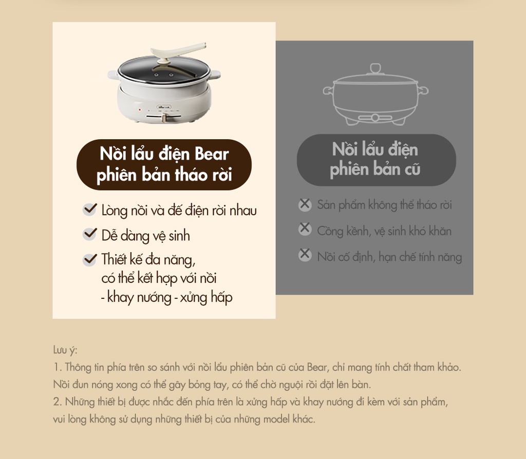 Mô tả Bộ Nồi Lẩu Nướng Bear 3 khay 3in1 DHG-C40W2 - Hàng Chính Hãng - 10