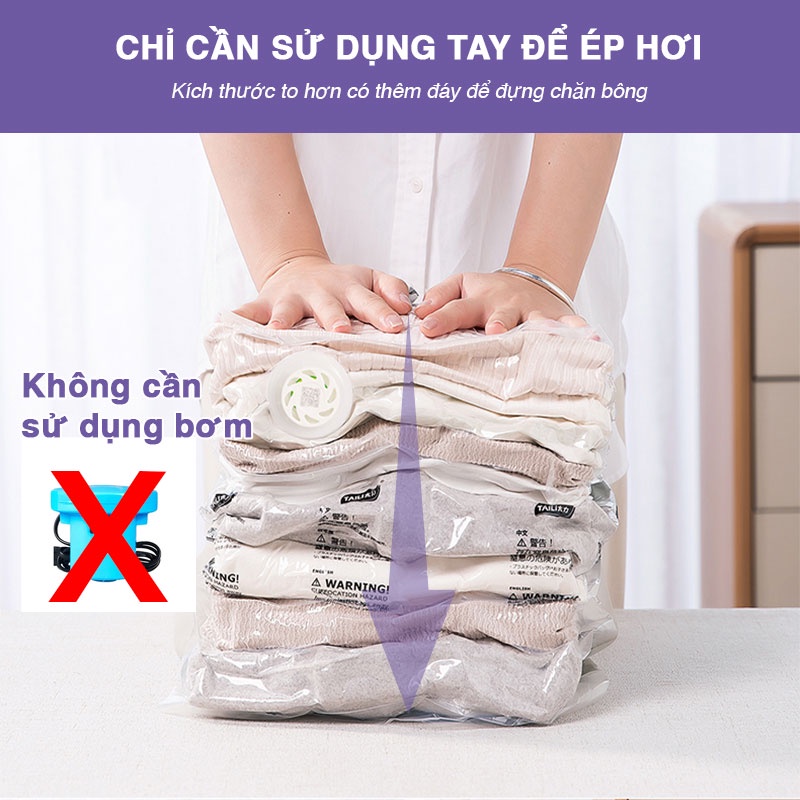 Mô tả Túi hút chân không đựng quần áo DOROTA bọc cất chăn màn không cần dùng bơm 2 lớp khóa zip nhiều màu TCK1 - 1