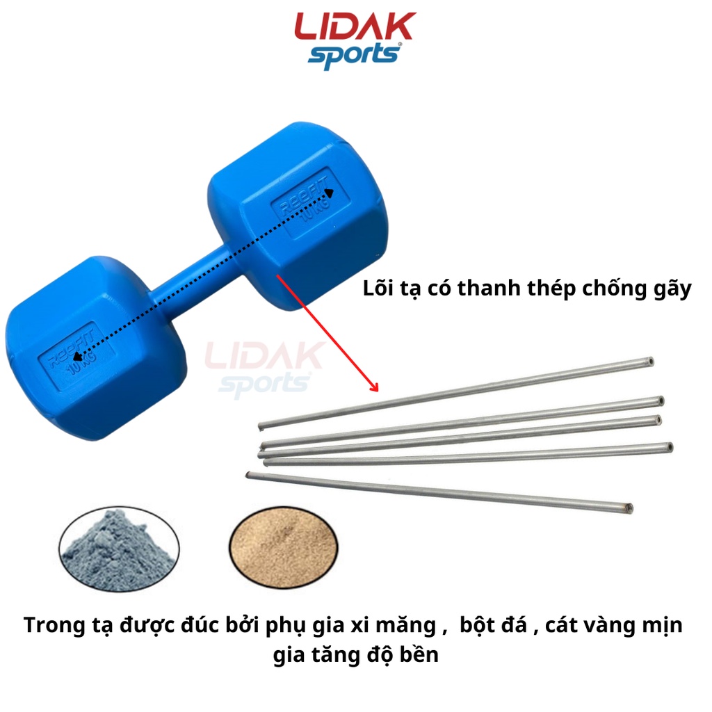 Mô tả Tạ tay 5kg LIDAK ruột tạ có lõi thép chống gãy siêu bền , tạ tập gym tại nhà 5kg bọc nhựa đúc đặc ruột LIDAK SPORT - 1