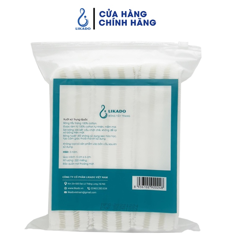 Mô tả Bông tẩy trang 222 miếng Likado chất liệu Cotton ( COMBO 6 GÓI)(BTT - 222 miếng) - 1