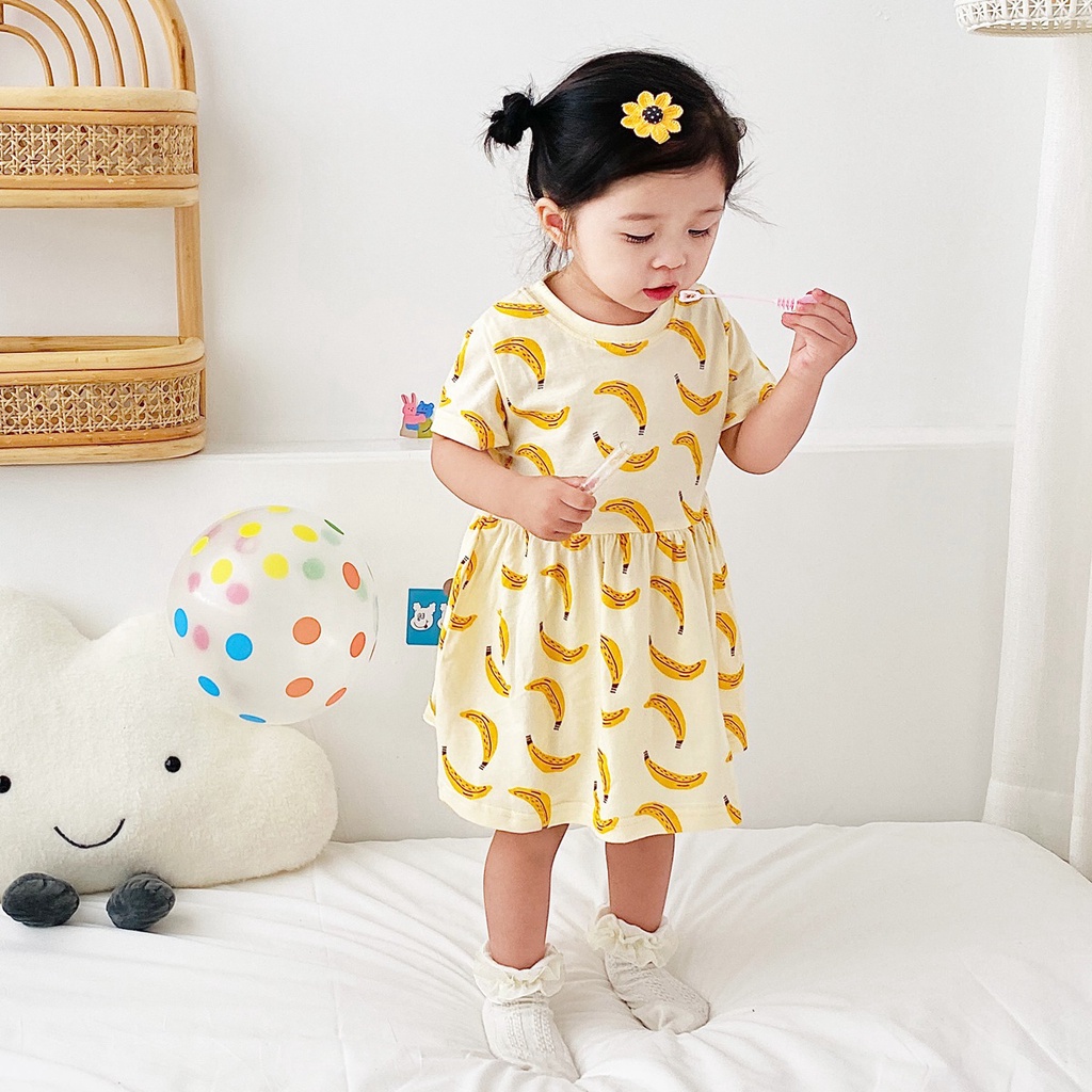 Mô tả Đầm mùa hè SANLUTOZ tay ngắn họa tiết xinh xắn thời trang bé gái - 2