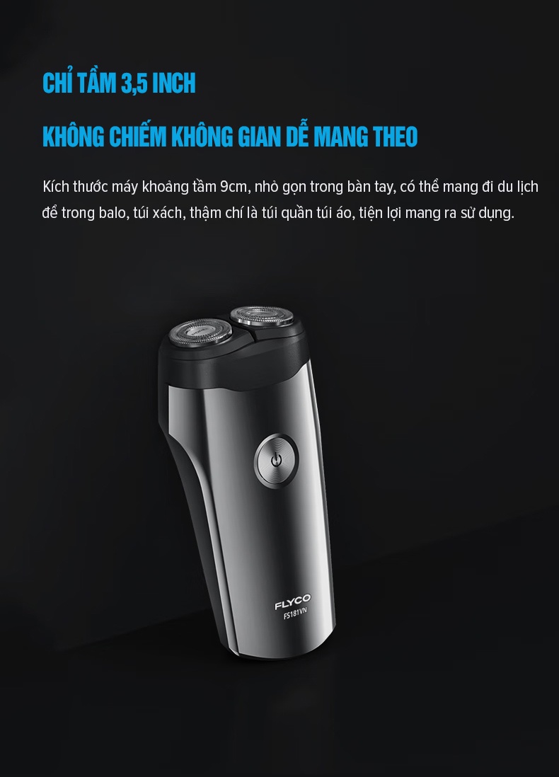 Mô tả Máy Cạo Râu Mini Flyco FS181VN 2 Lưỡi Kép Thân Máy Kháng Nước - Hàng Chính Hãng - 2