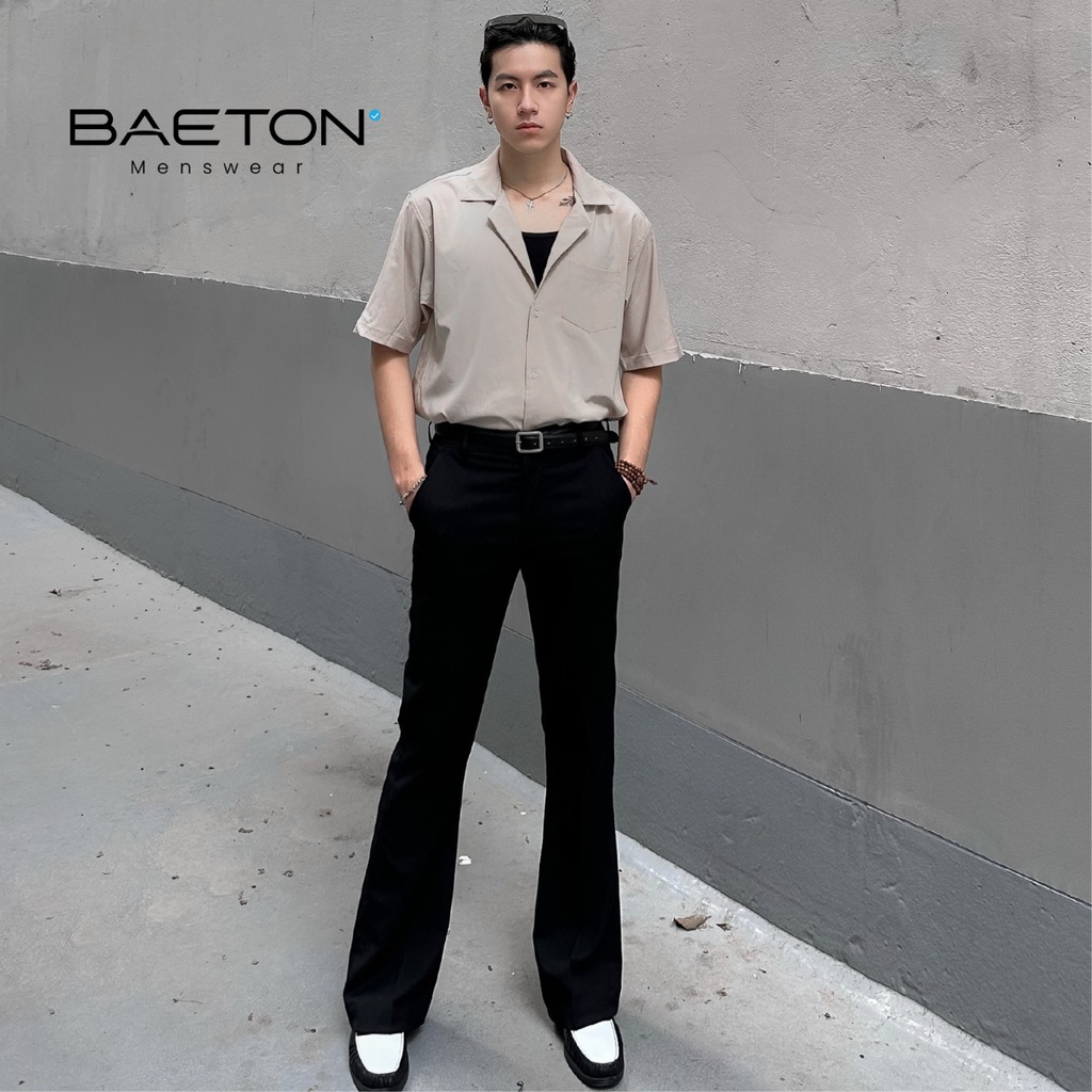 Mô tả Quần ống loe More cao cấp lên dáng chuẩn, ống loe vừa phải sang trọng cá tính thương hiệu BAETON -A04 - 1
