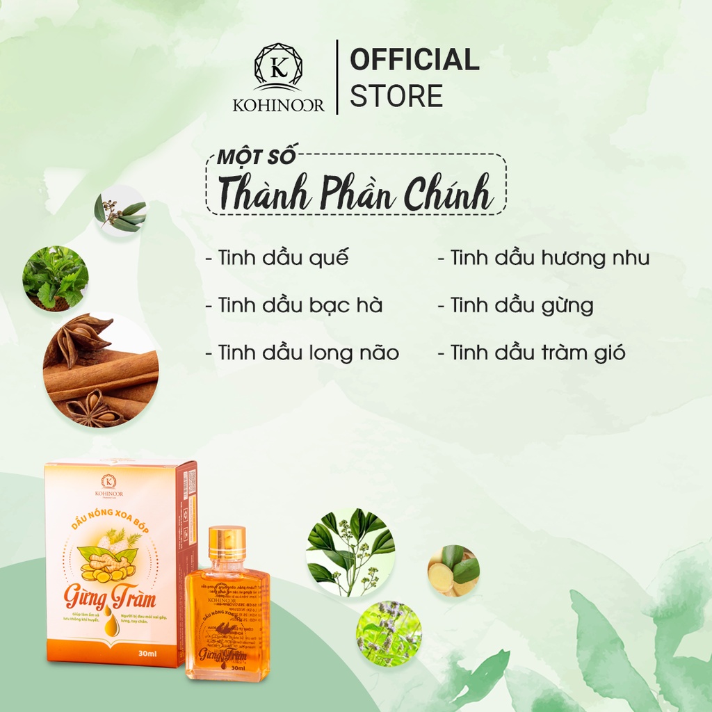 Mô tả Dầu nóng xoa bóp gừng tràm Kohinoor 30ml - 1