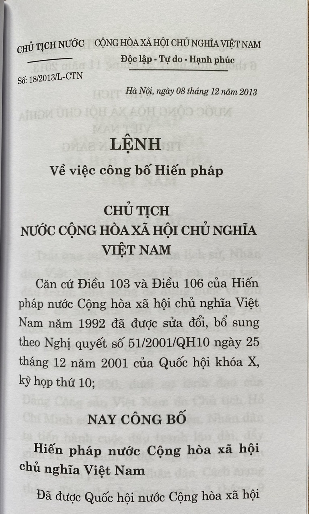 Mô tả Sách - Hiến Pháp Nước Cộng Hòa Xã Hội Chủ Nghĩa Việt Nam - 1