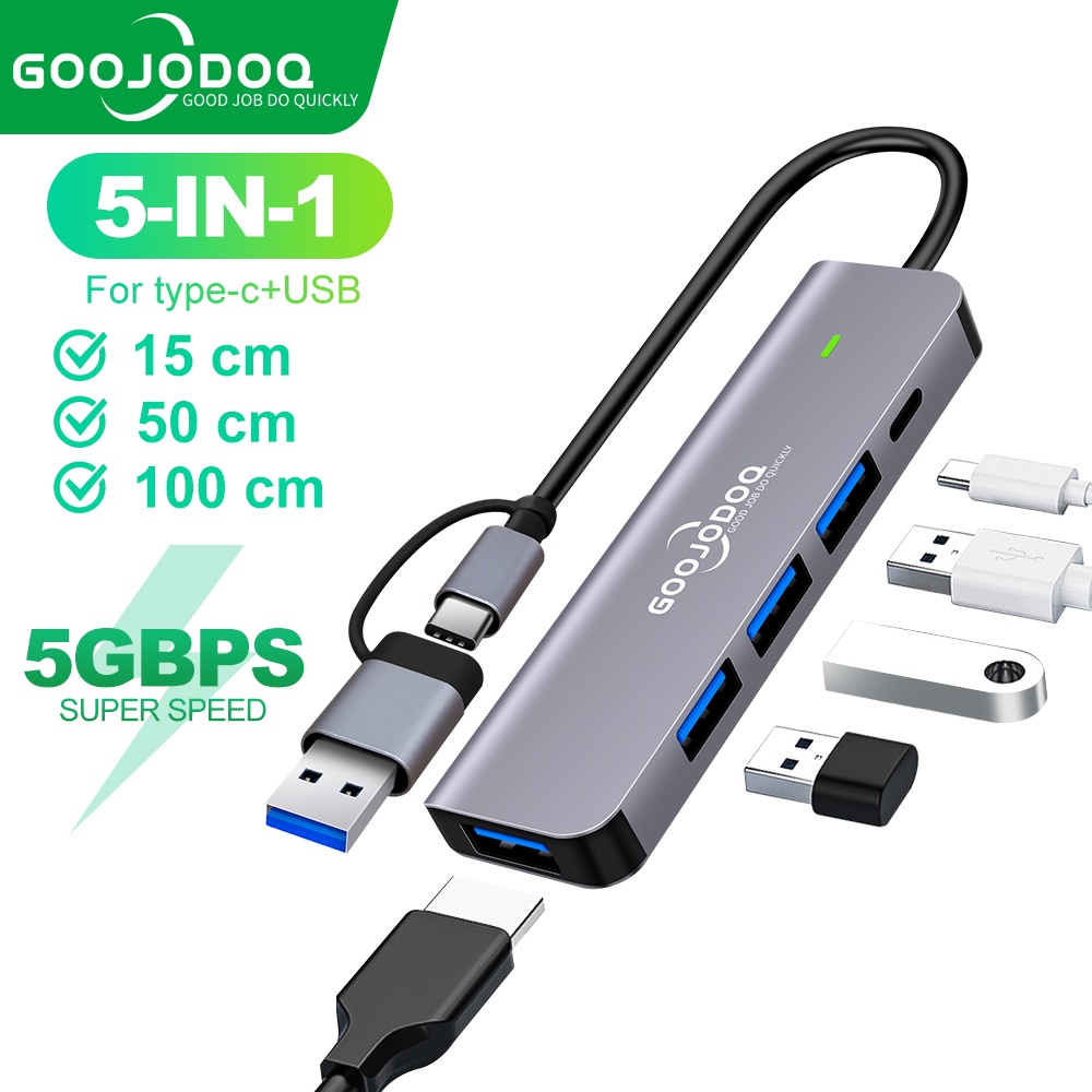 Mô tả Hub USB 3.0 GOOJODOQ Type C  5 trong 1 mở rộng kết nối thích hợp cho PC/ laptop/ điện thoại/ Macbook - 1