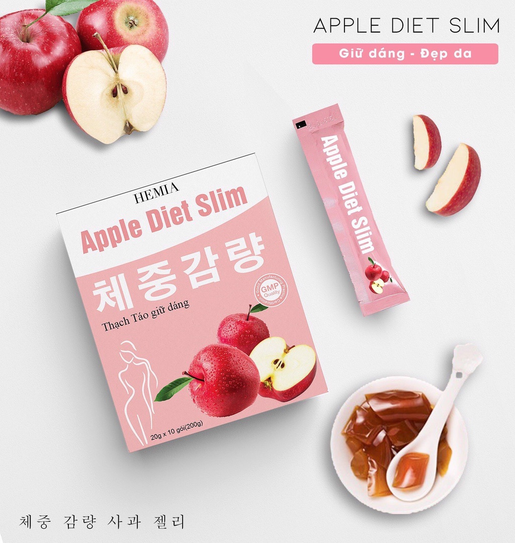 Mô tả Combo thạch táo giảm cân Hemia 1 hộp 10 cái và bột gao lứt như ý 900g tác dụng giảm cân an toàn tại nhà - 2