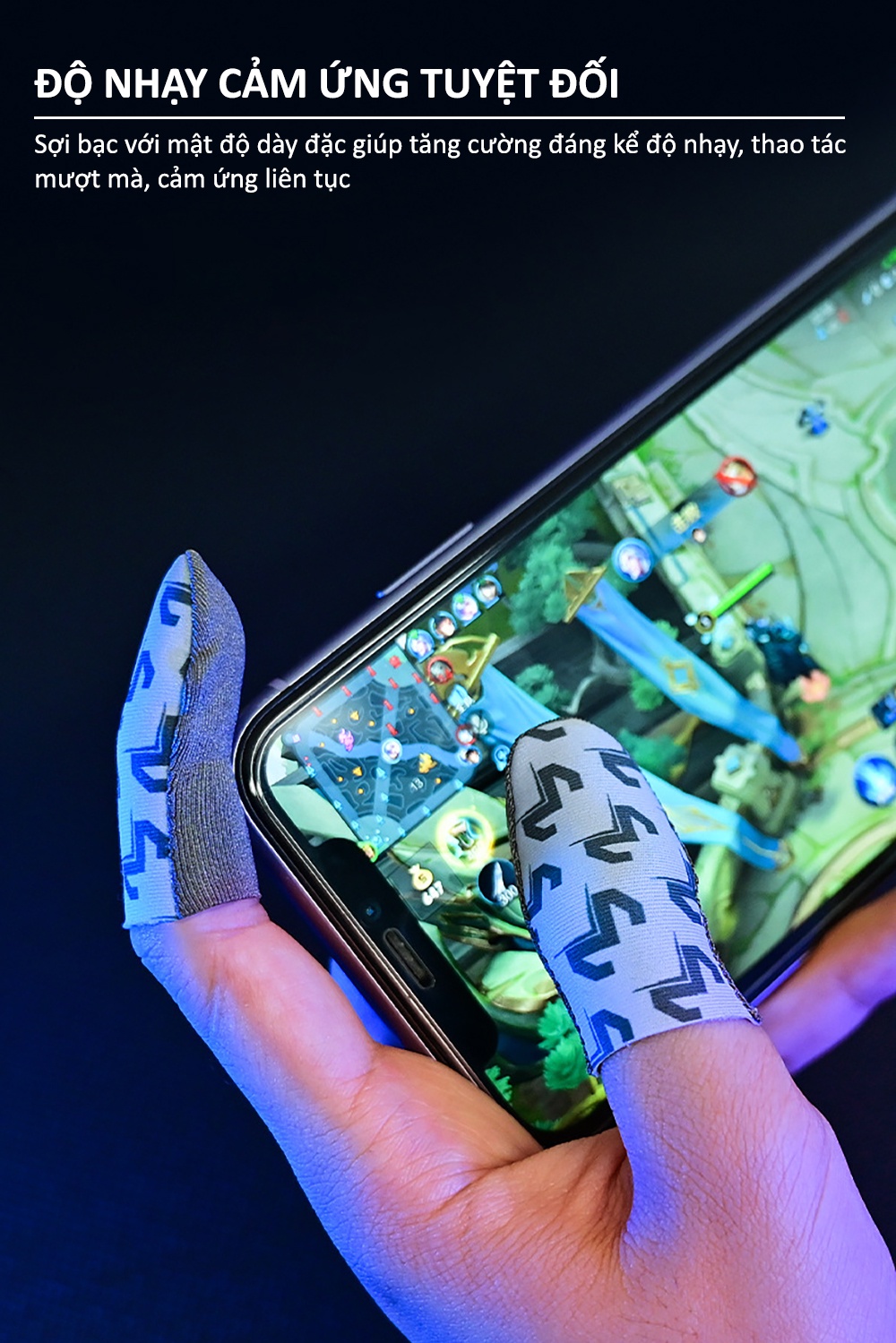 Mô tả Bao tay chơi game ff MEMO V7 găng tay sợi bạc gaming cho điện thoại chống mồ hôi chơi liên quân tốc chiến pubg mobile - 8