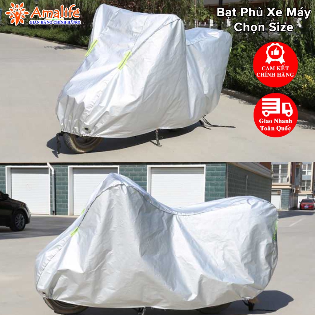 Mô tả Bạt Phủ Xe Máy – Bạt Trùm Xe Máy Loại Dày Xịn Có Phản Quang Cảnh Báo Size To Vừa Được Xe SH Phân Khối Lớn Hãng Amalife - 1
