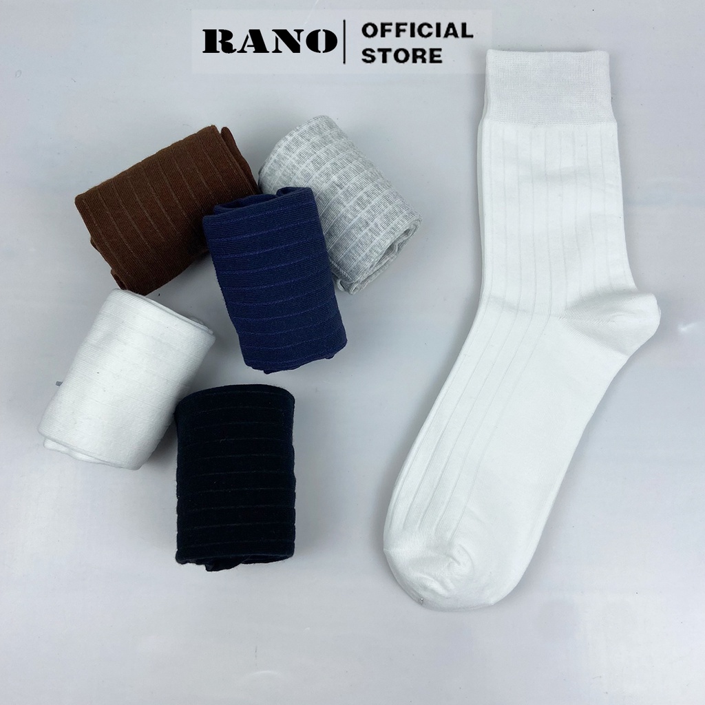 Mô tả Set 5 đôi tất vớ nam công sở giày tây gân trơn RANO cotton cao cấp nhiều màu trắng xám nâu xanh đen GAN_TRON - 2