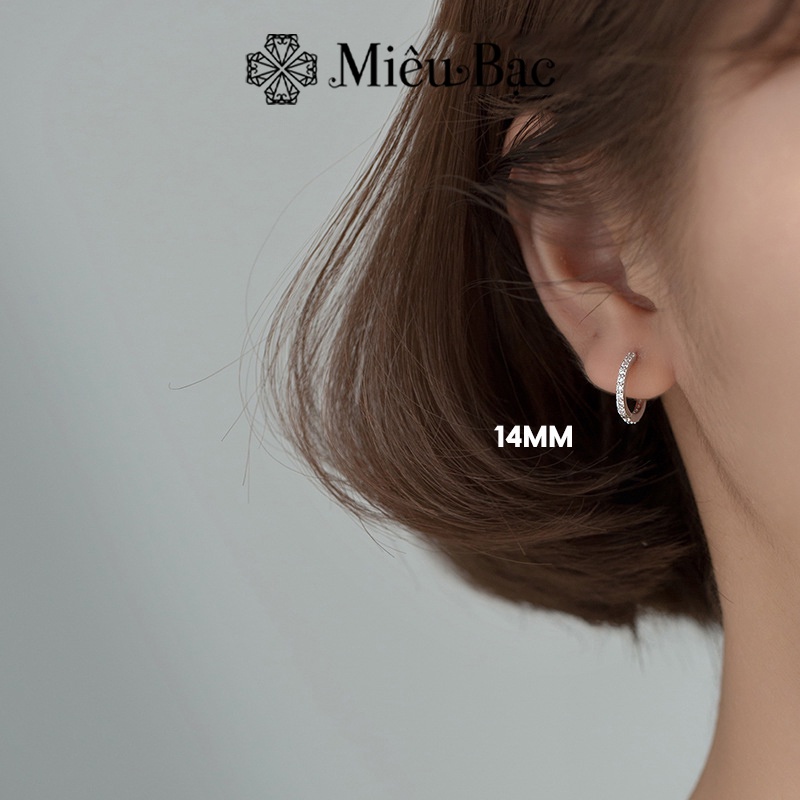 Mô tả Bông tai bạc nam nữ Miêu Bạc khuyên tròn đính đá chốt bấm chất liệu s925 unisex nhiều kích cỡ cá tính MB02 B400072 - 3