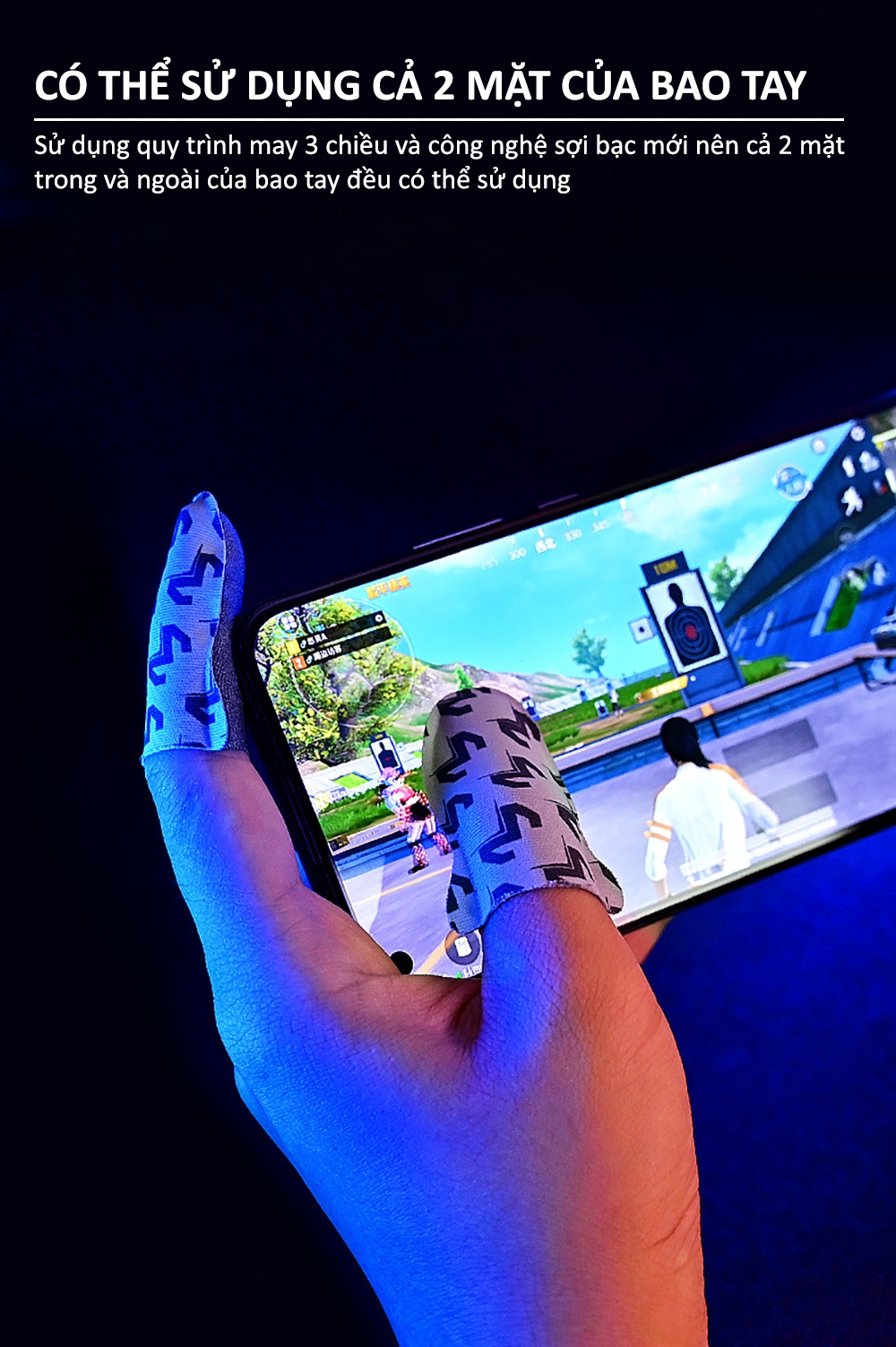 Mô tả Bao tay chơi game ff MEMO V7 găng tay sợi bạc gaming cho điện thoại chống mồ hôi chơi liên quân tốc chiến pubg mobile - 7