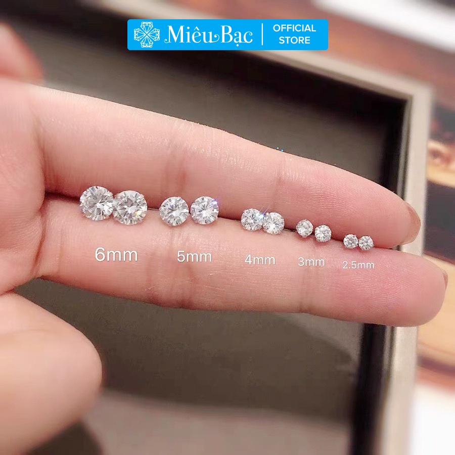 Khuyên tai bạc nữ nụ đá tròn Miêu Bạc 6