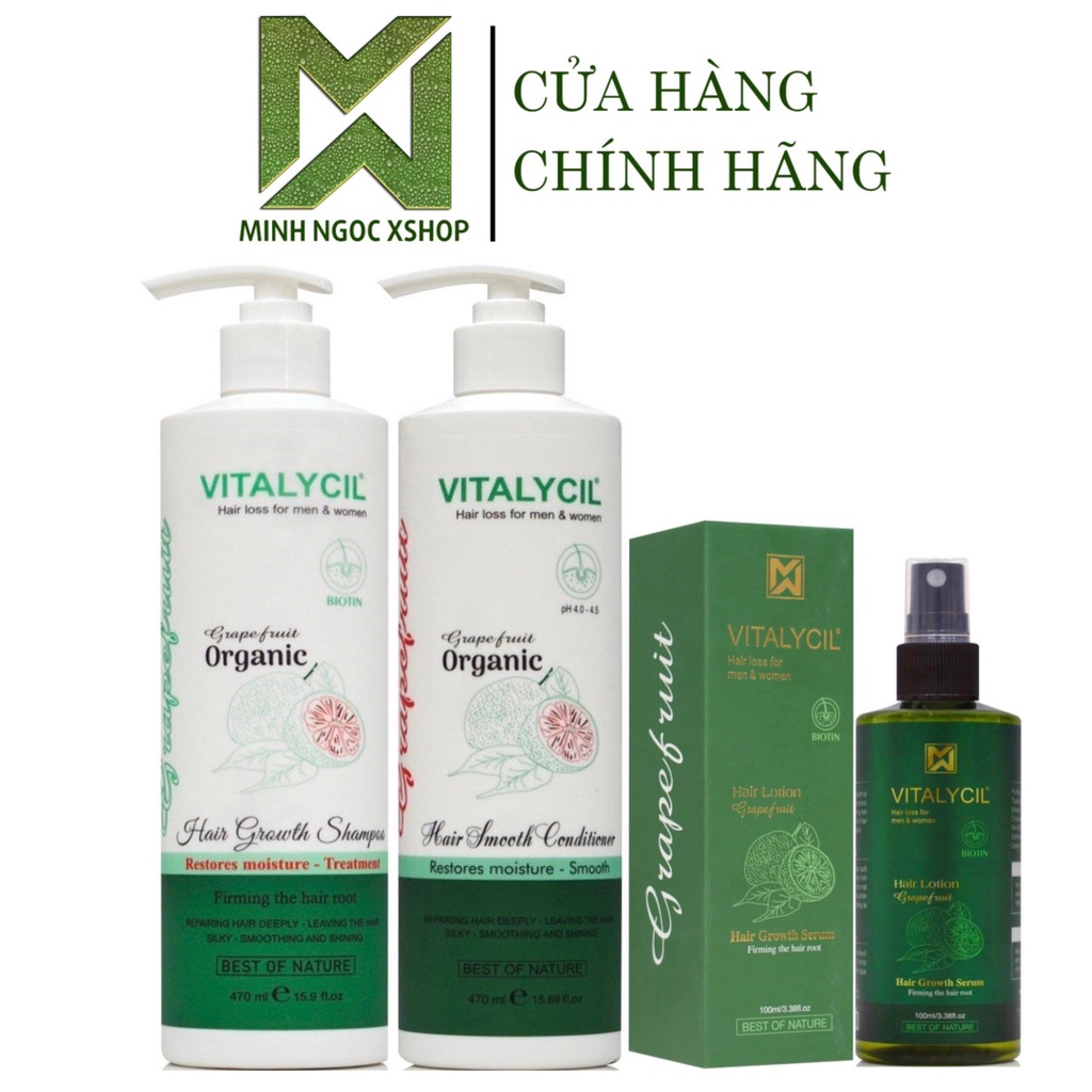 Mô tả Combo dầu gội xả, xịt bưởi phục hồi chống rụng kích mọc tóc Vitalycil Grapefruit 470ML + 100ML - 1