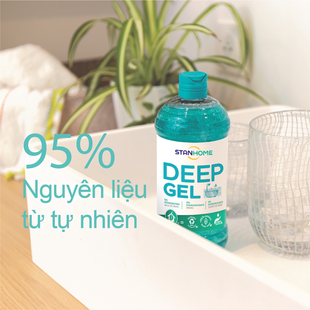 Mô tả Tẩy cặn canxi, vết ố vàng nhà tắm Stanhome Deep Gel làm sạch vòi inox, gương, sàn, gạch men 750ml - 1