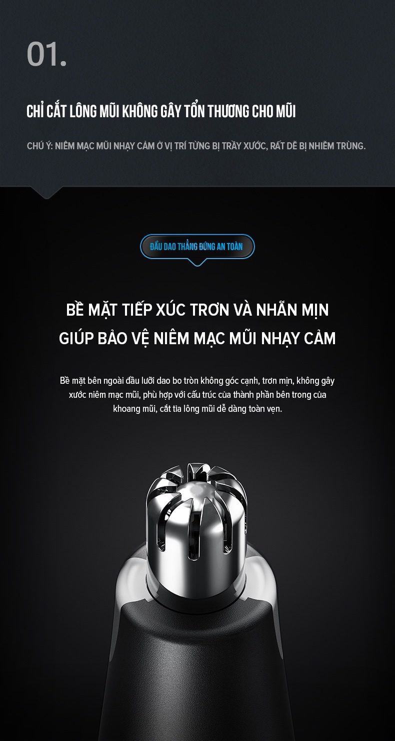 Mô tả Máy Làm Sạch Lông Mũi Flyco FS5600VN Thân Máy Kháng Nước Sạc Nhanh 1 Giờ - Hàng Chính Hãng - 4