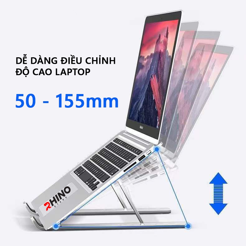 Mô tả Giá đỡ Laptop, macbook, ipad tản nhiệt Rhino KLL101 máy tính hợp kim nhôm cao cấp, gấp gọn - 2