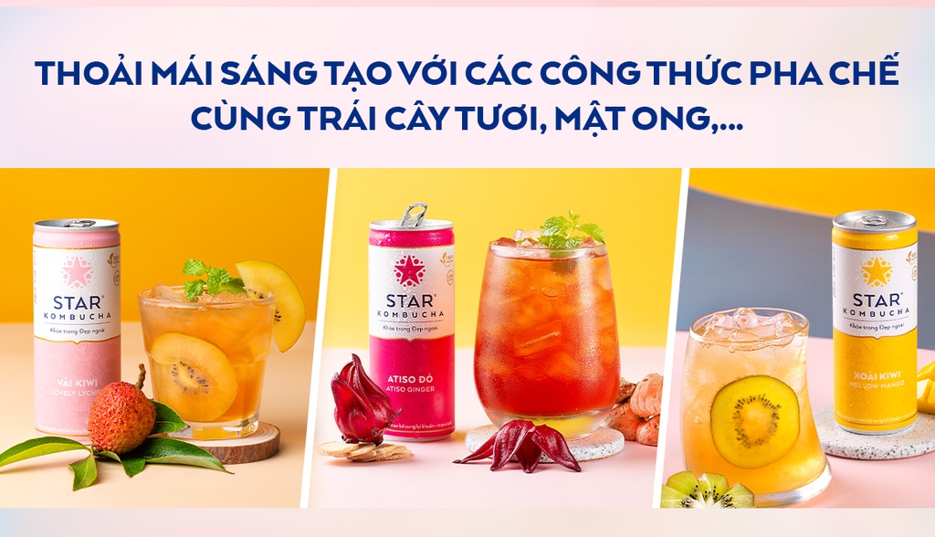 Mô tả Combo 3 thùng 12 lon trà lên men STAR KOMBUCHA mix vị (250ml/lon) - 7