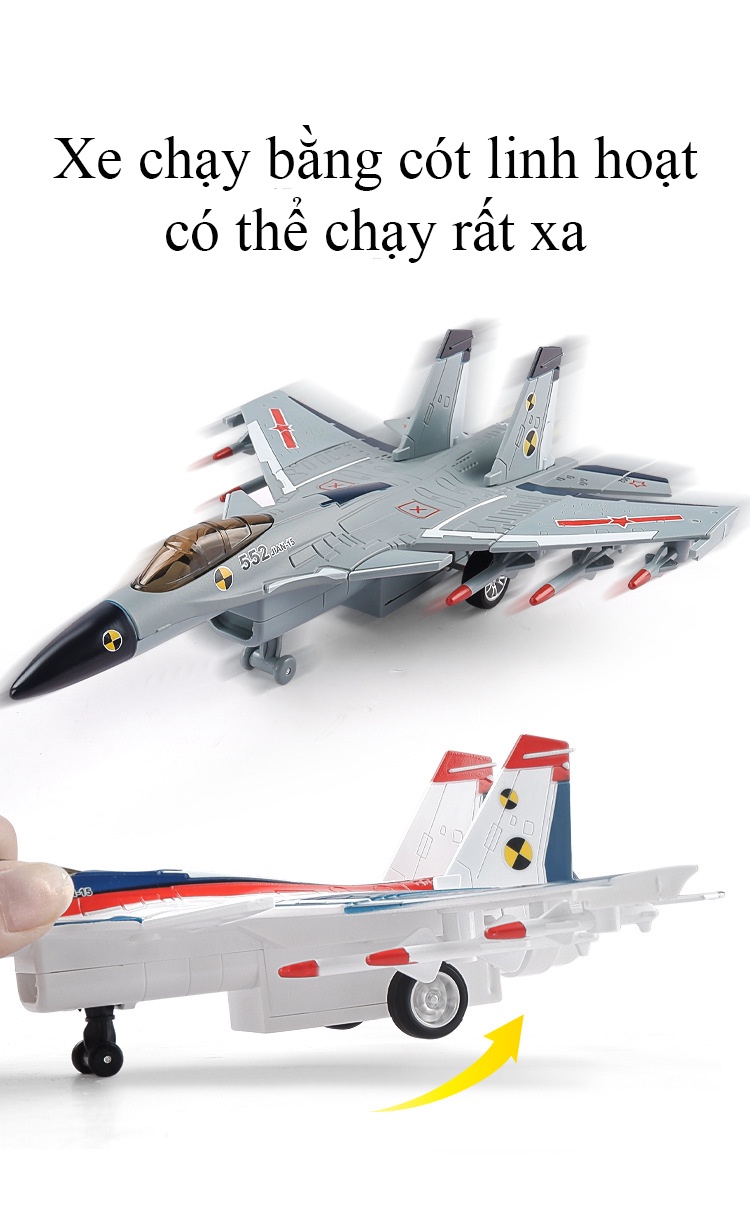 Mô tả Đồ chơi máy bay tiêm kích J-15 KAVY bằng hợp kim có nhạc, đèn phun được khói chạy cót sạc điện USB - 4