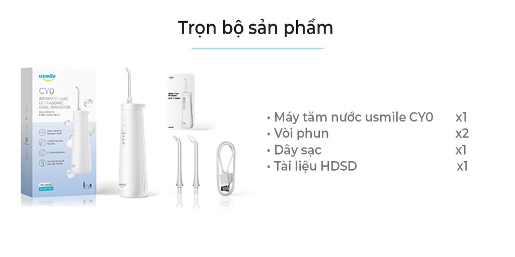 Mô tả Máy tăm nước sóng siêu âm usmile CY1 / CY0 - Bảo hành 12 tháng - 12