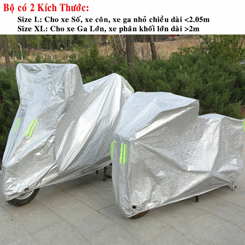 Mô tả Bạt Phủ Xe Máy – Bạt Trùm Xe Máy Loại Dày Xịn Có Phản Quang Cảnh Báo Size To Vừa Được Xe SH Phân Khối Lớn Hãng Amalife - 4