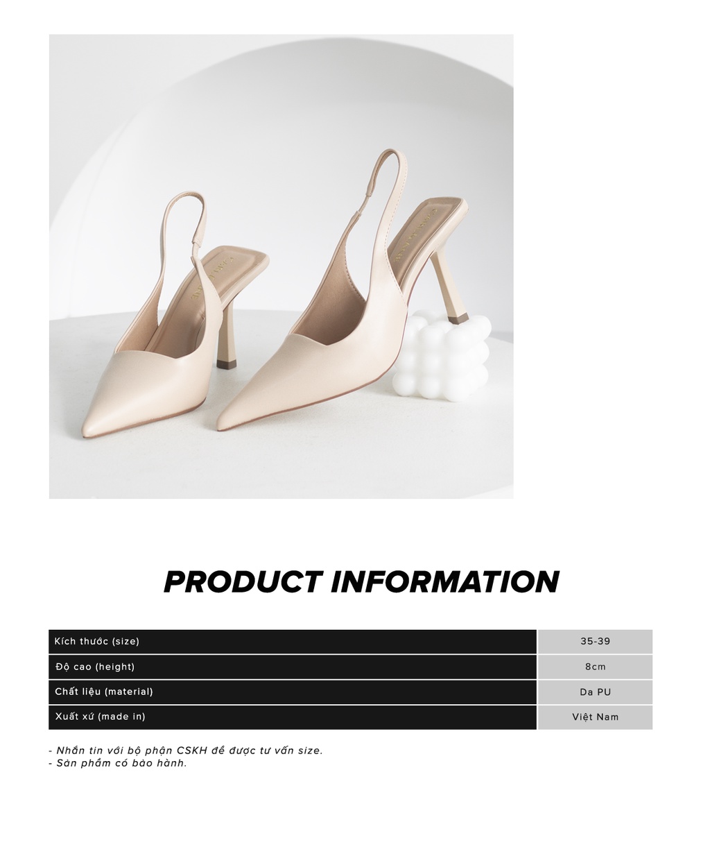 Mô tả Erosska - Giày cao gót dáng Slingback mũi nhọn màu trắng cao 9cm - EH041 - 5