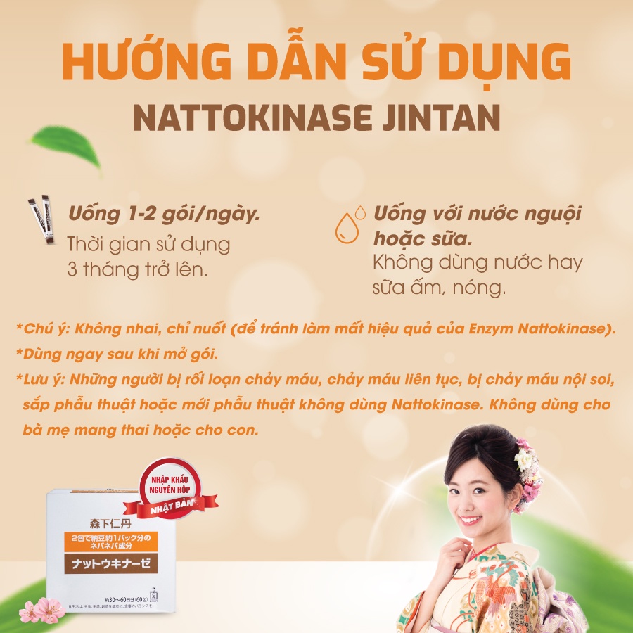 Mô tả Hạ huyết áp NATTOKINASE Jintan Nhật Bản, Lẻ 7, 10, 15 gói (không có hộp) - 5