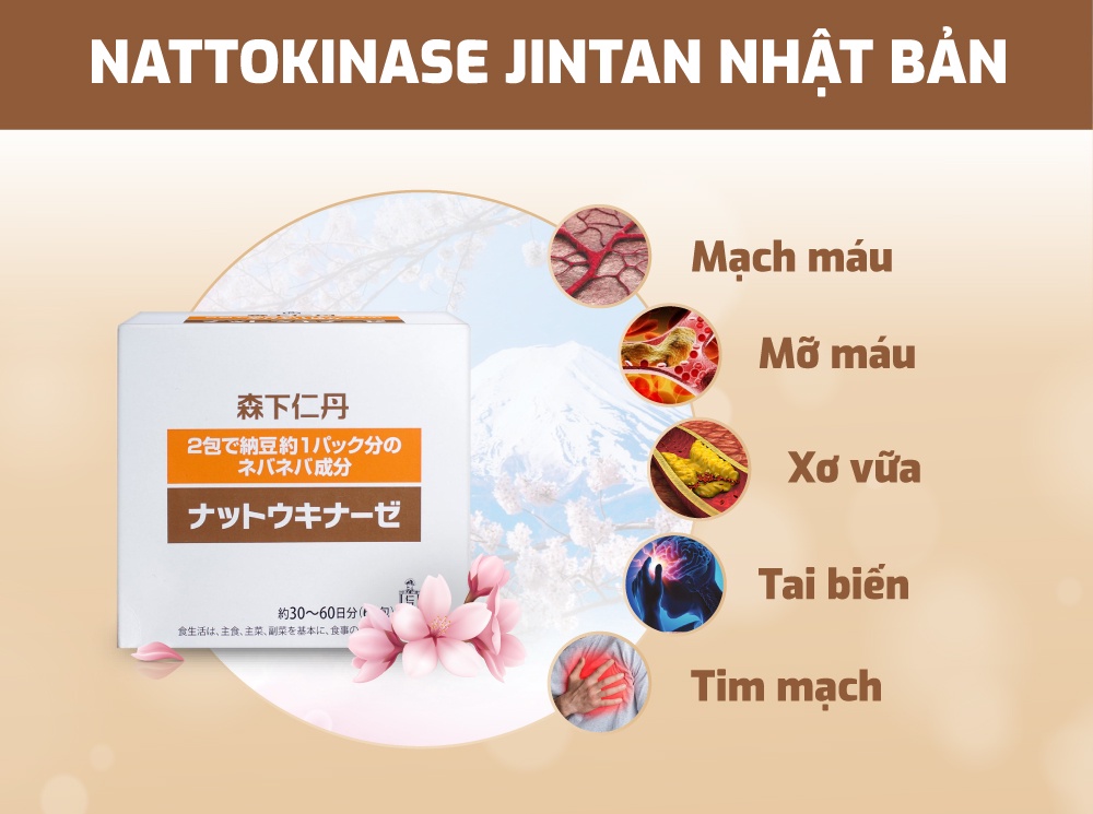 Mô tả Hạ huyết áp NATTOKINASE Jintan Nhật Bản, Lẻ 7, 10, 15 gói (không có hộp) - 4