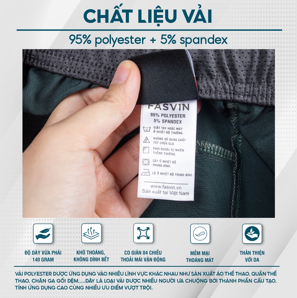 Mô tả Quần short nam Fasvin Q23567.HN vải dù gió mềm mát co giãn thoải mái tiện dụng chất đẹp hàng nhà máy - 2